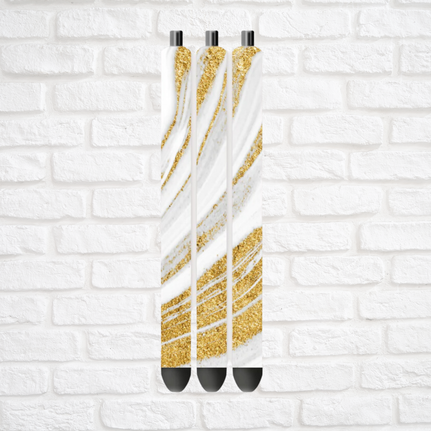 Gold and White Marble Pen