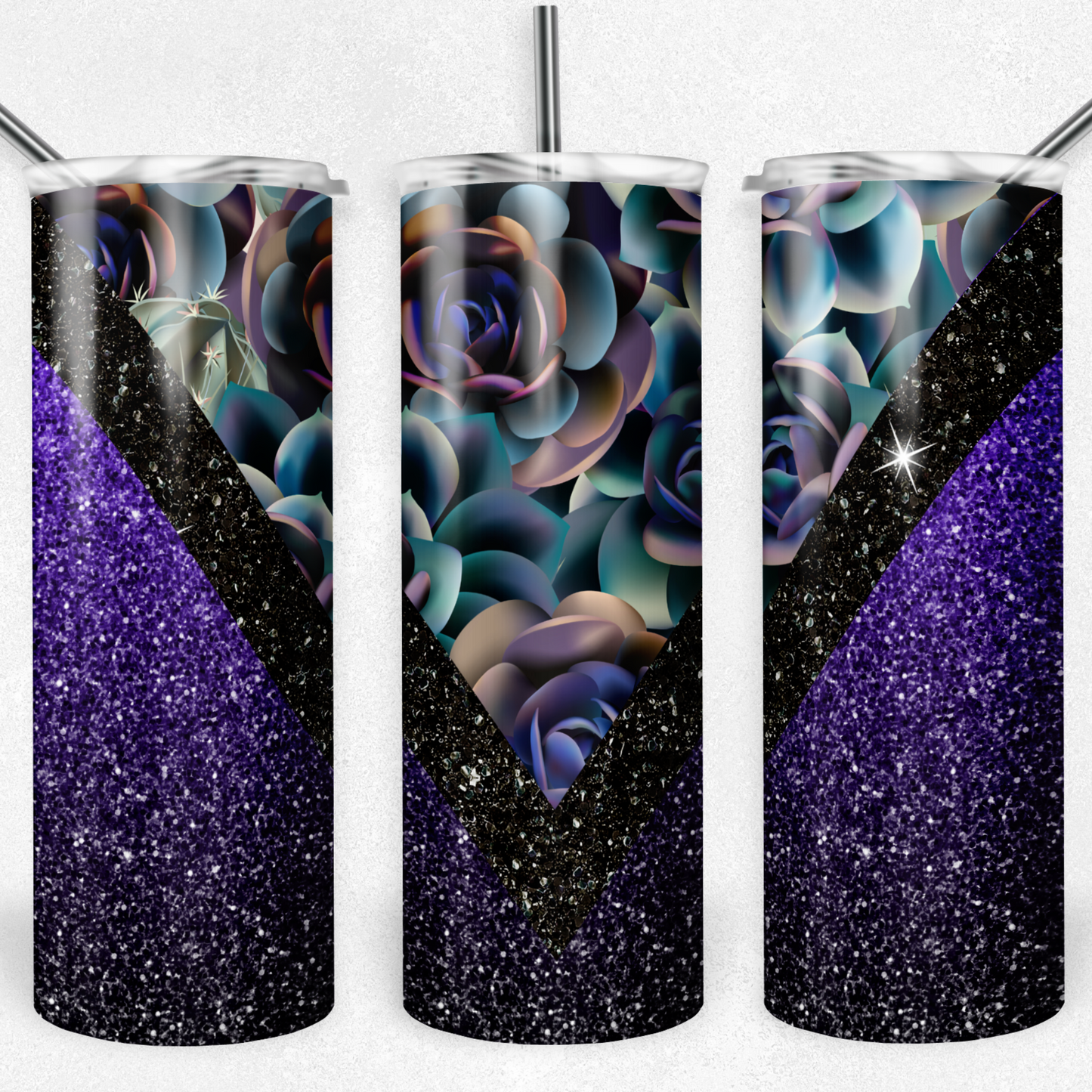 Purple Floral V Split Tumbler