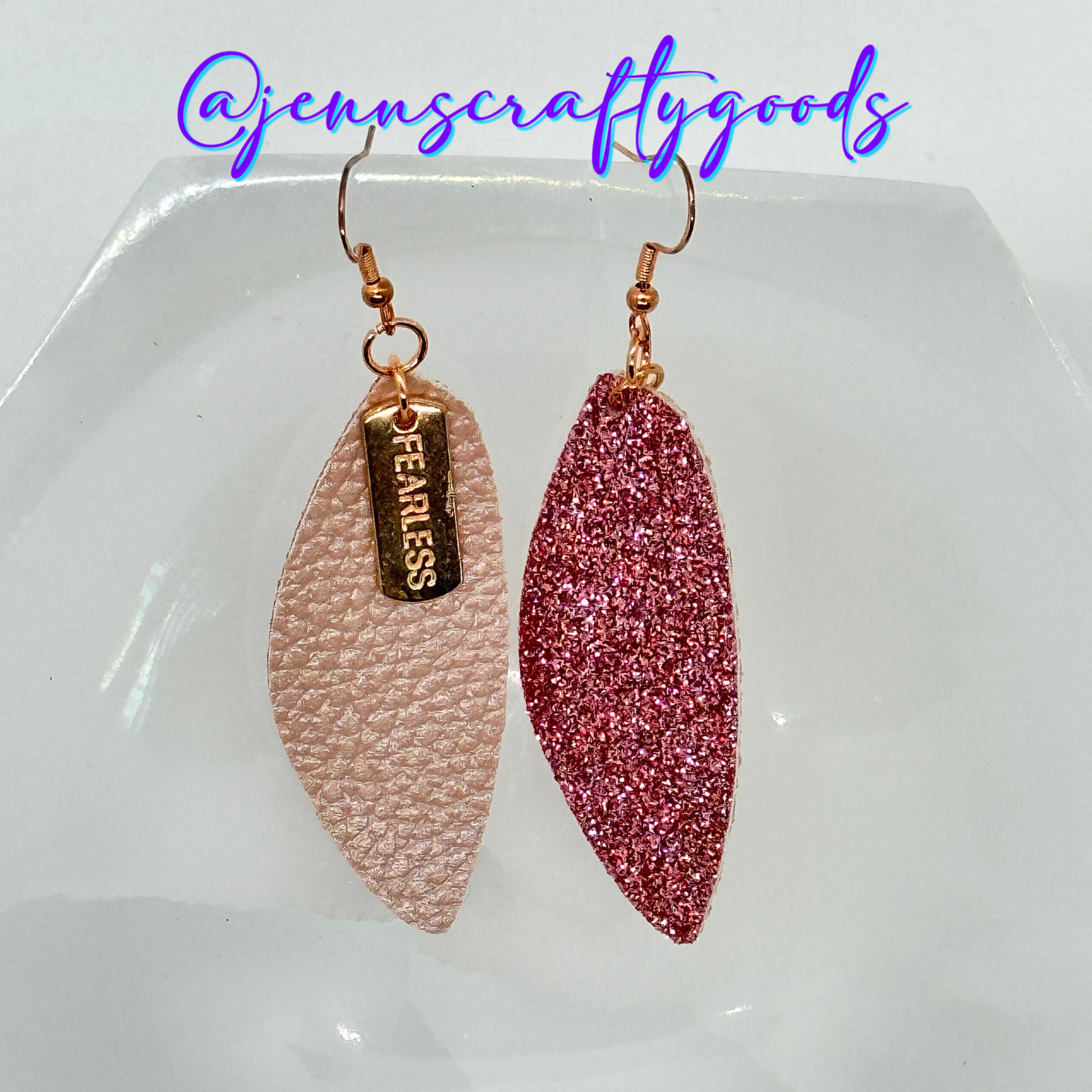 Word Charm Oblong Earrings (FEARLESS/WARRIOR)