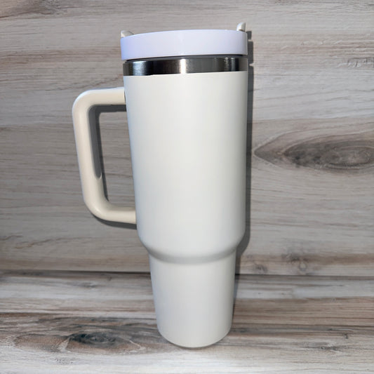 40oz Matte White With Handle - Custom