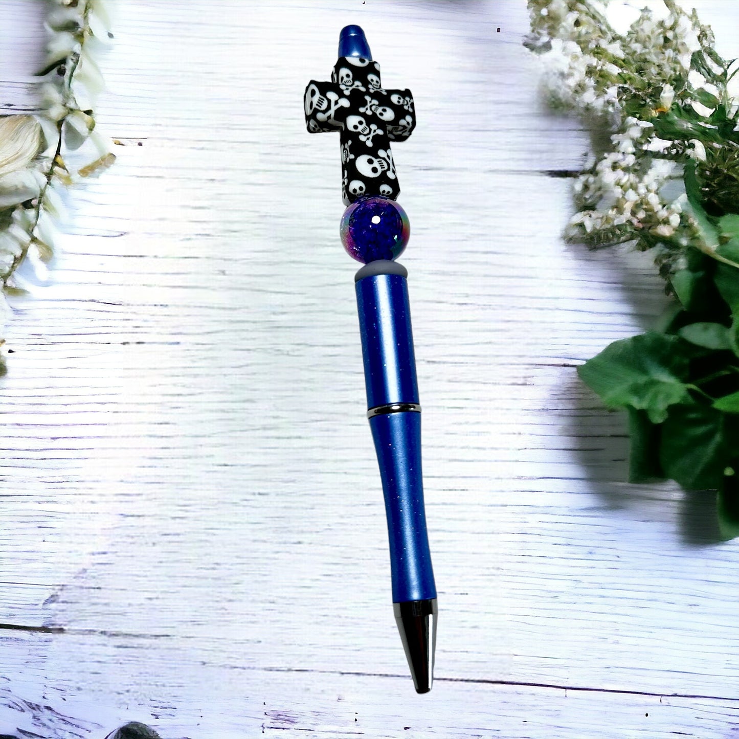 Skull Cross Beaded Pen