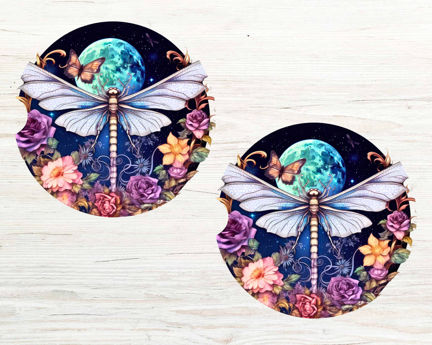 Dragonfly Moon Car Coaster Set