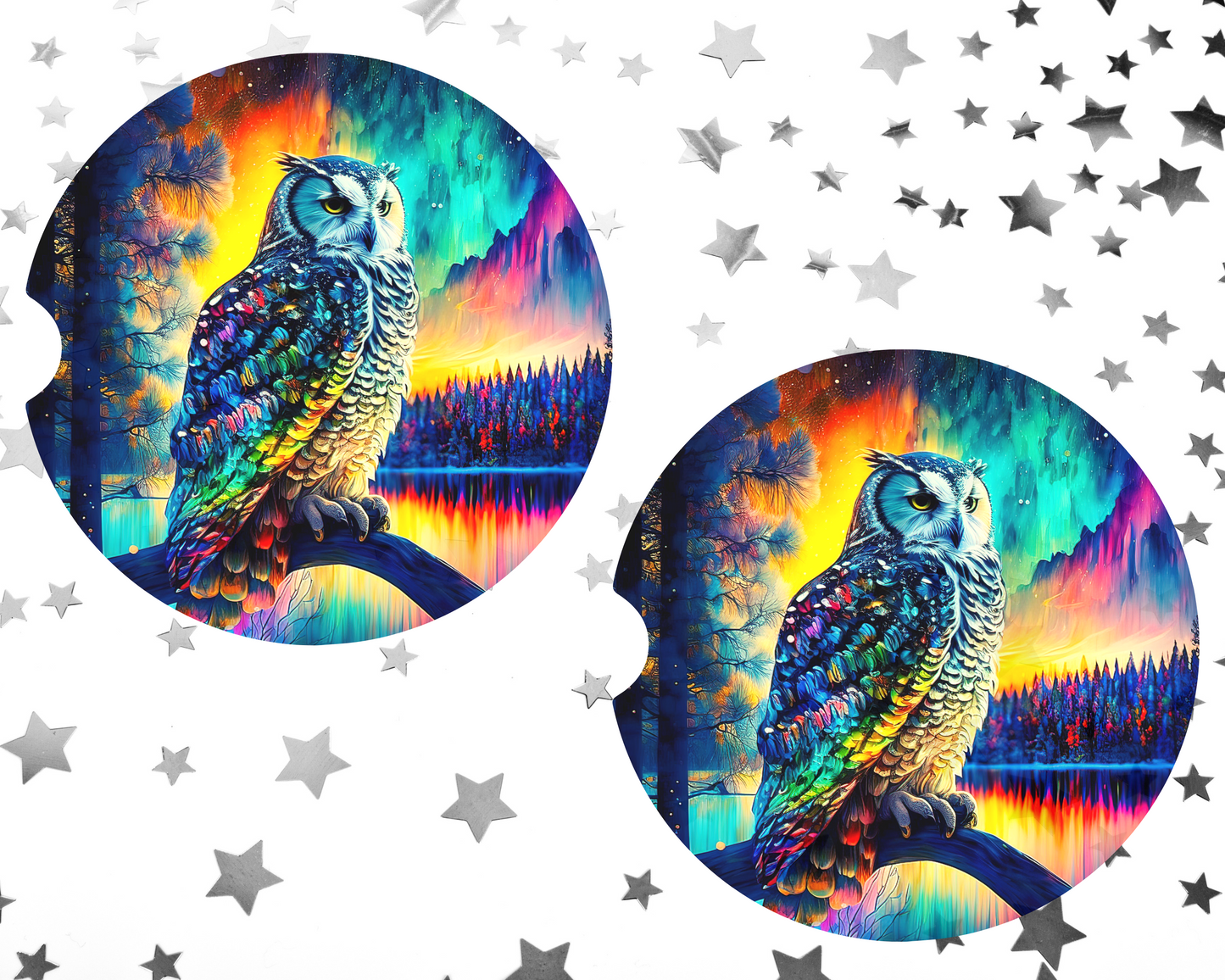 Neon Owl Car Coaster Set