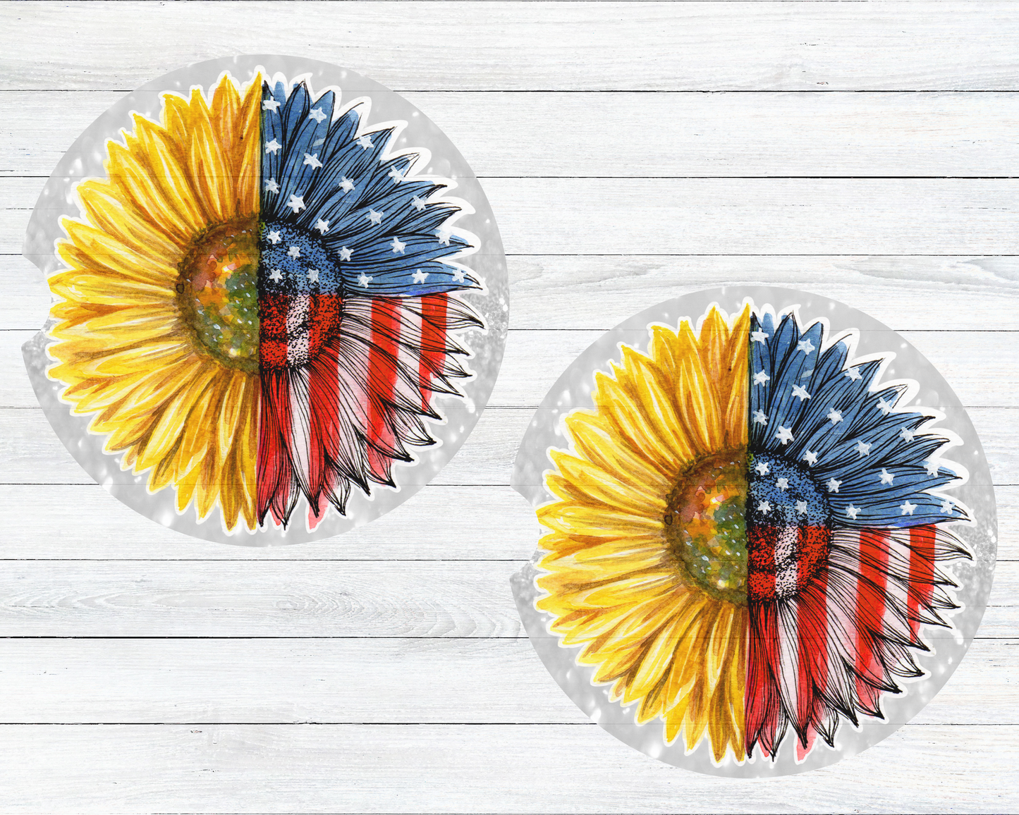 Sunflower/Flag Car Coaster Set