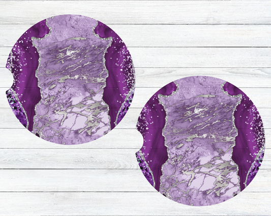 Purple Agate Car Coaster Set
